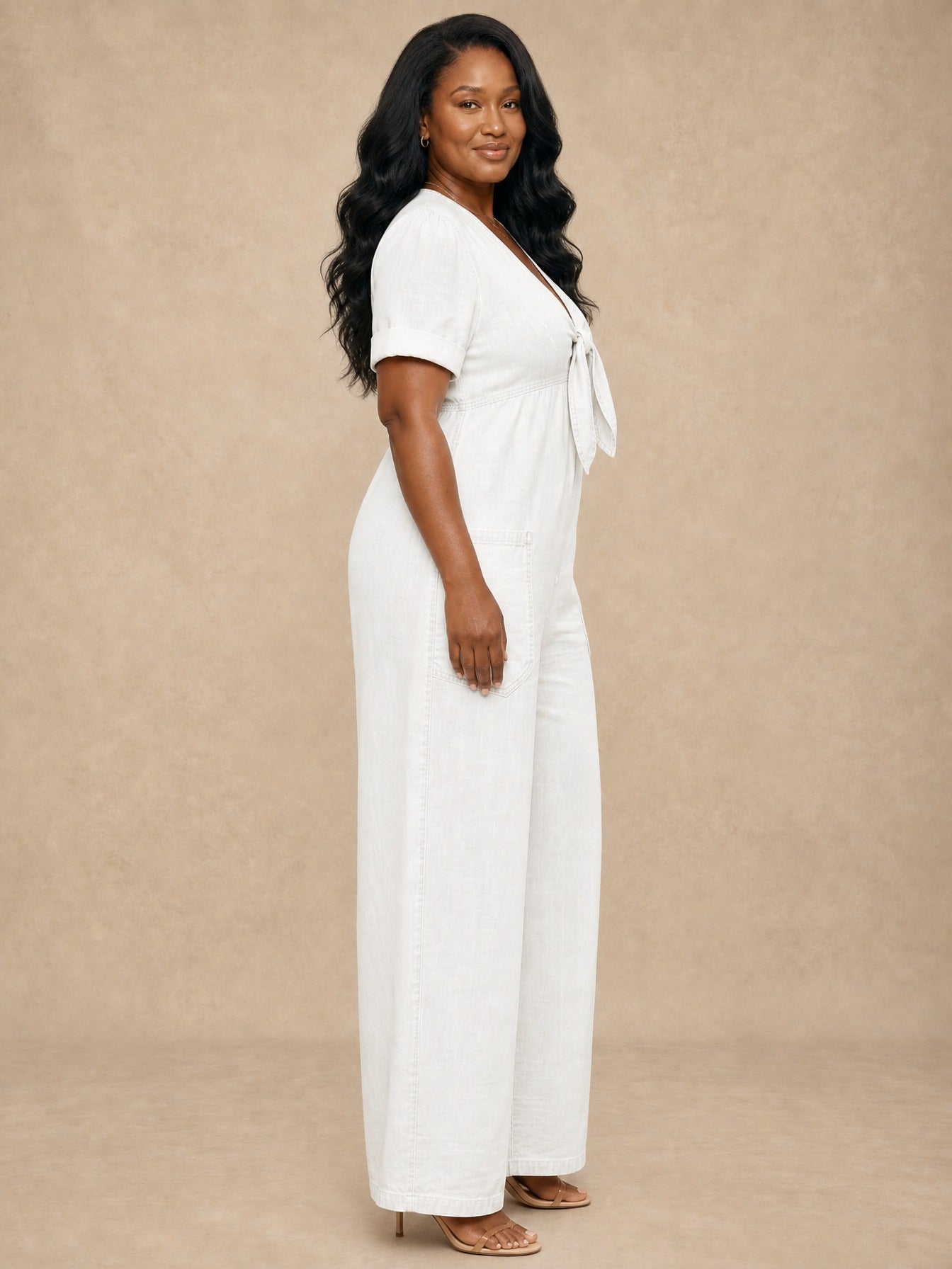 Maya V Neck Denim Jumpsuit