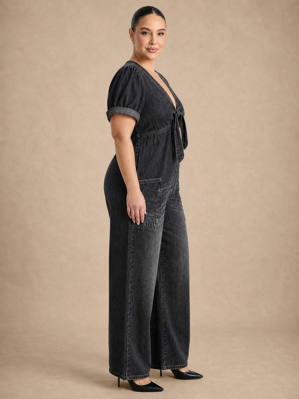 Maya V Neck Denim Jumpsuit