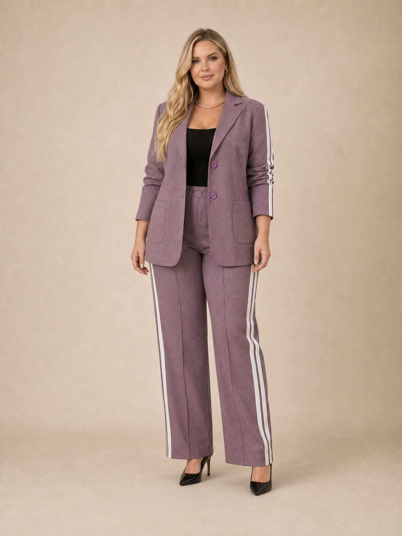 Elaine Side-Stripe Suit Set