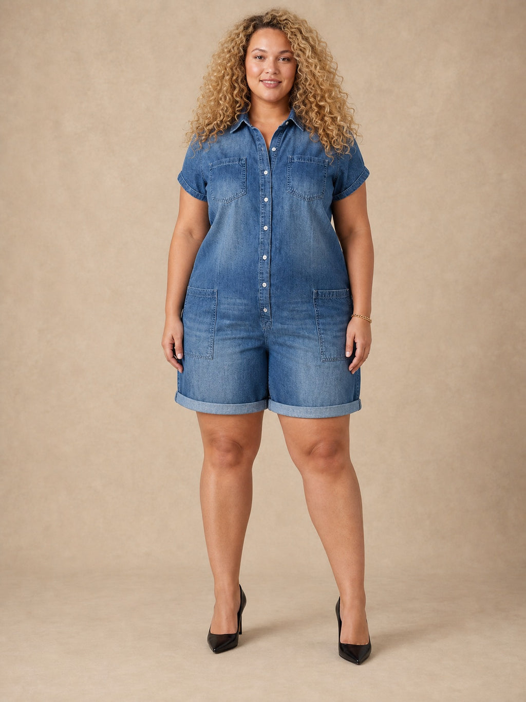 Joan Short Denim Overalls