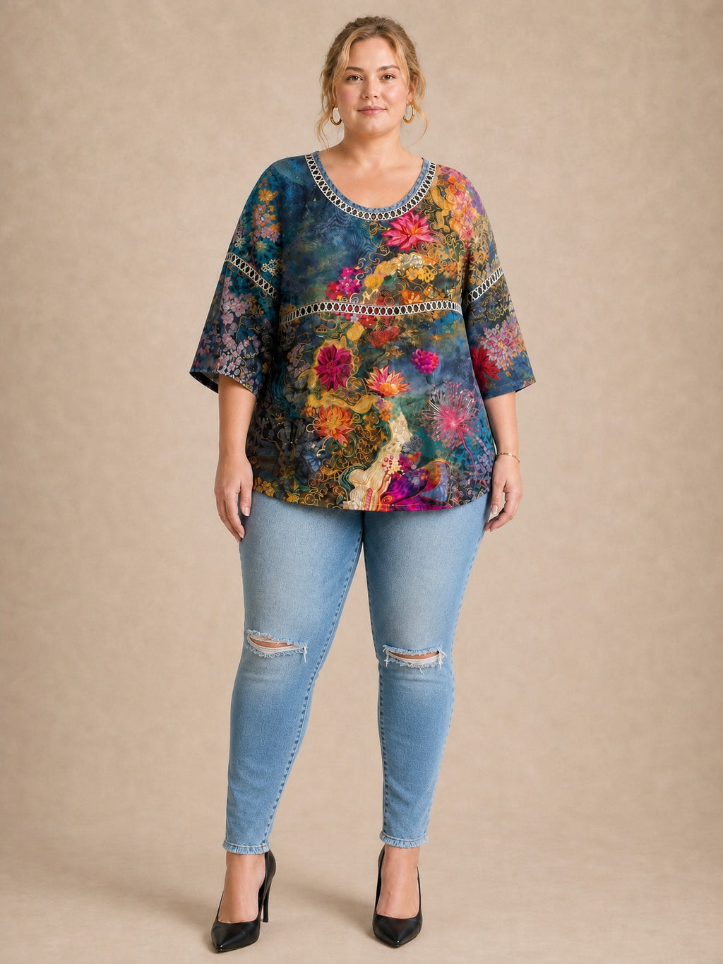 Nicole Floral Denim Blouse