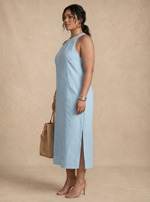 Adele Blue Lace Midi Dress