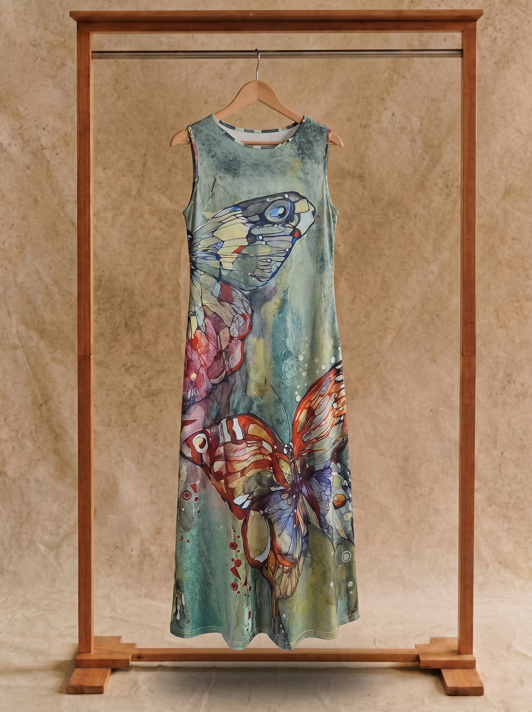 Maren Sleeveless Maxi Dress in Painted Butterfly Meadow