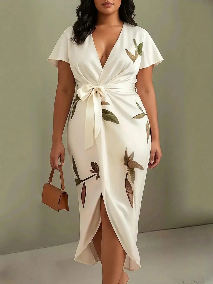 Judy Leaf Print Midi Dress