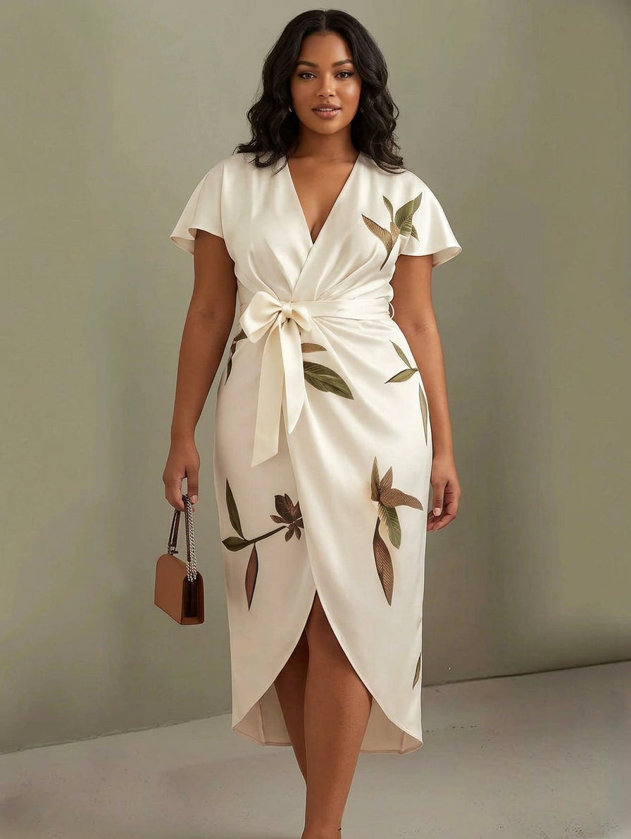 Judy Leaf Print Midi Dress