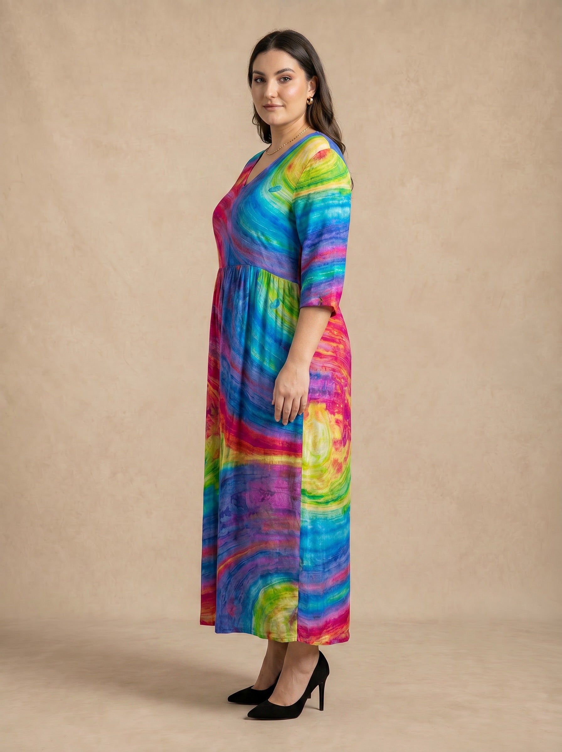 Lunaria Rainbow Swirl Maxi Dress
