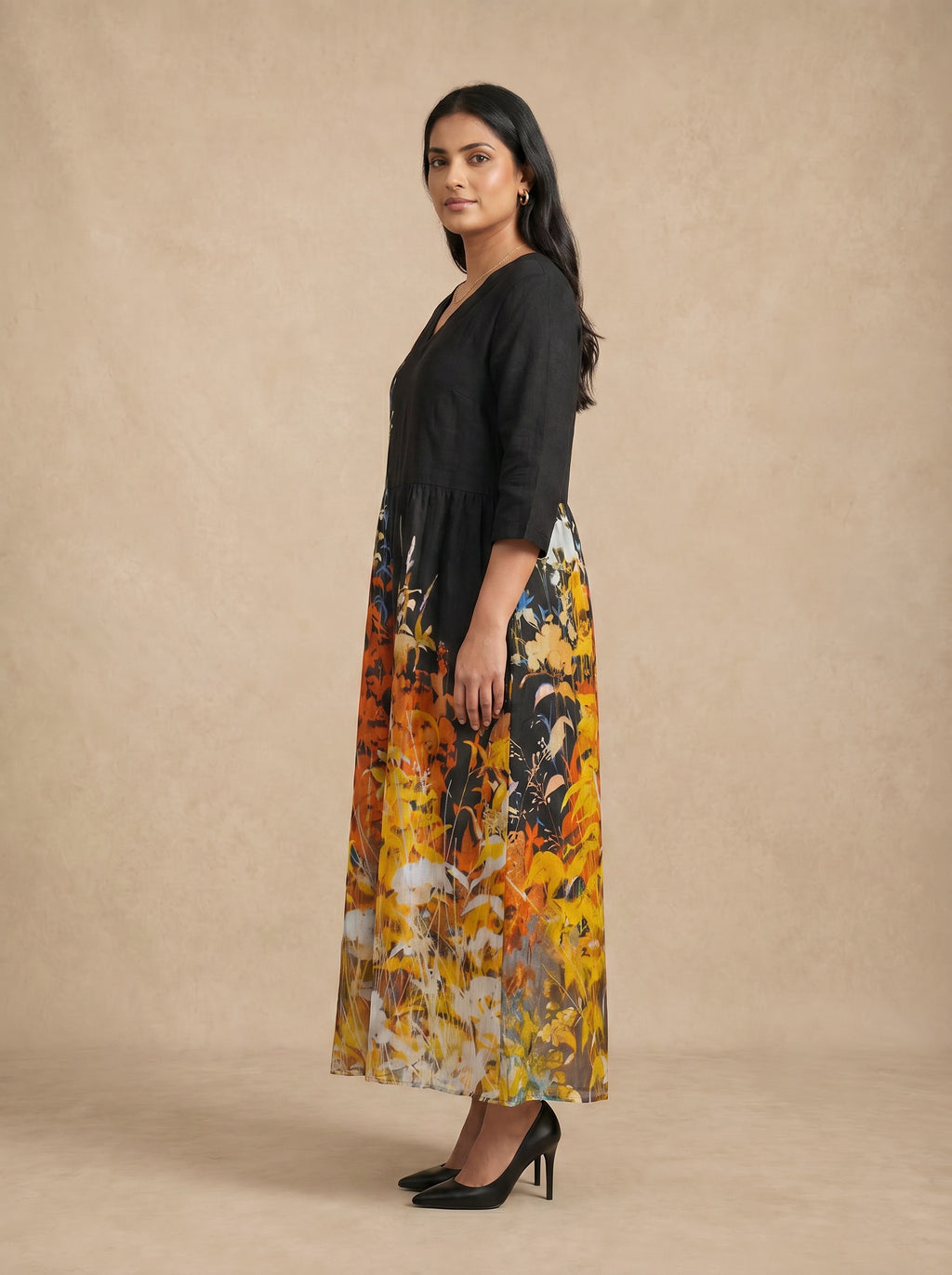 Elaria Autumn Floral Maxi Dress