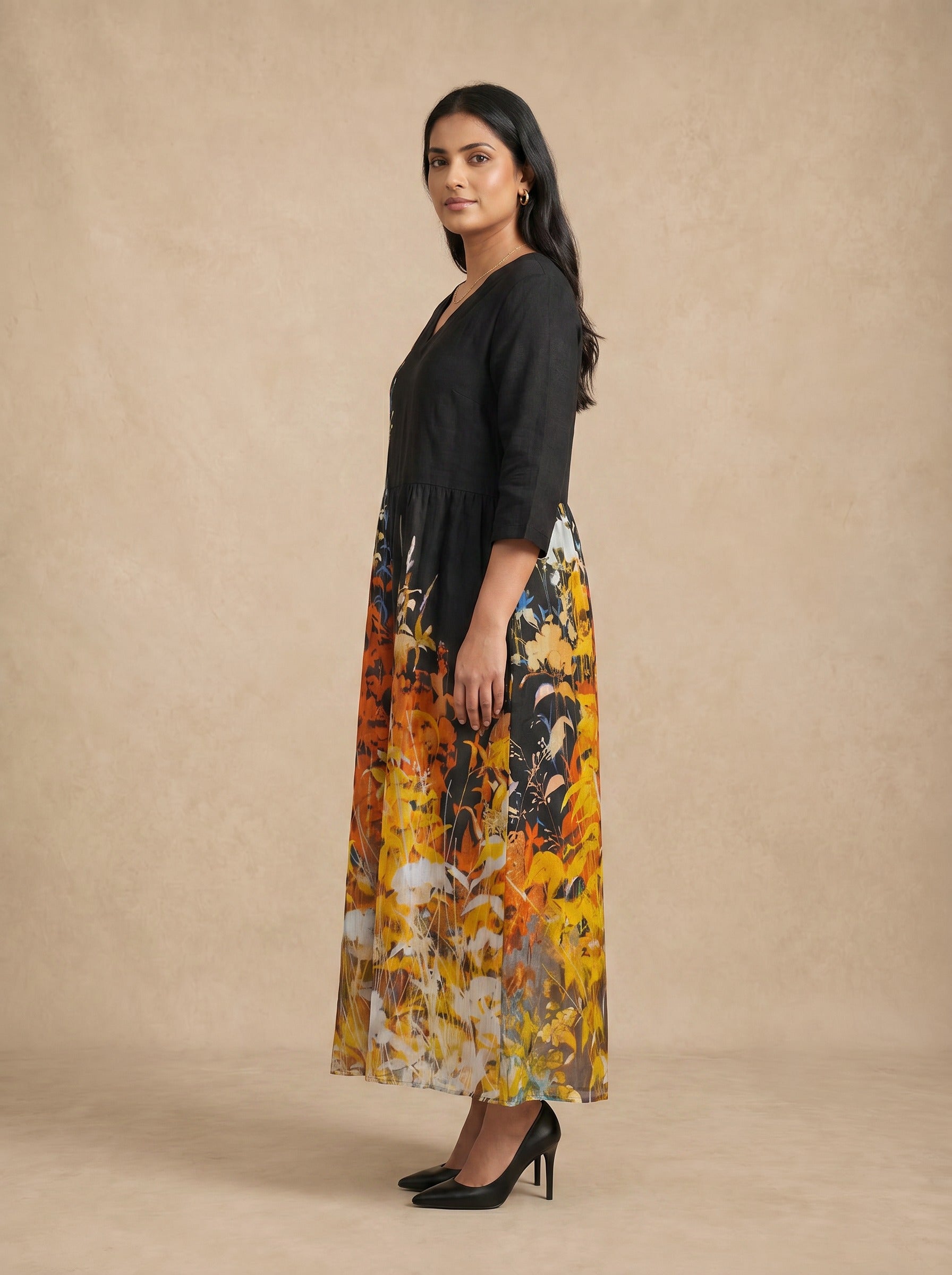 Elaria Autumn Floral Maxi Dress