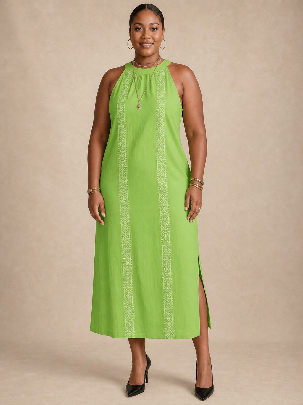 Adele Green Lace Midi Dress