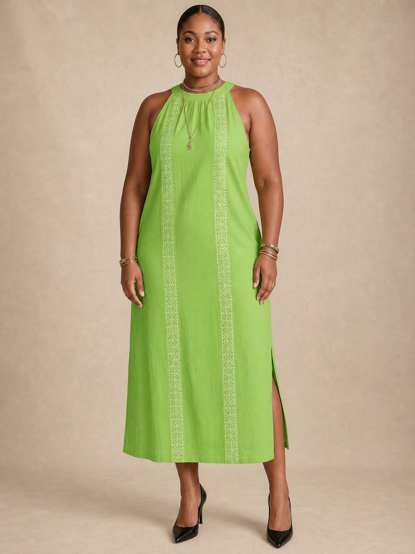 Adele Green Lace Midi Dress