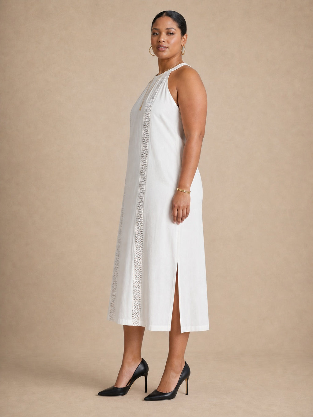 Adele White Lace Midi Dress