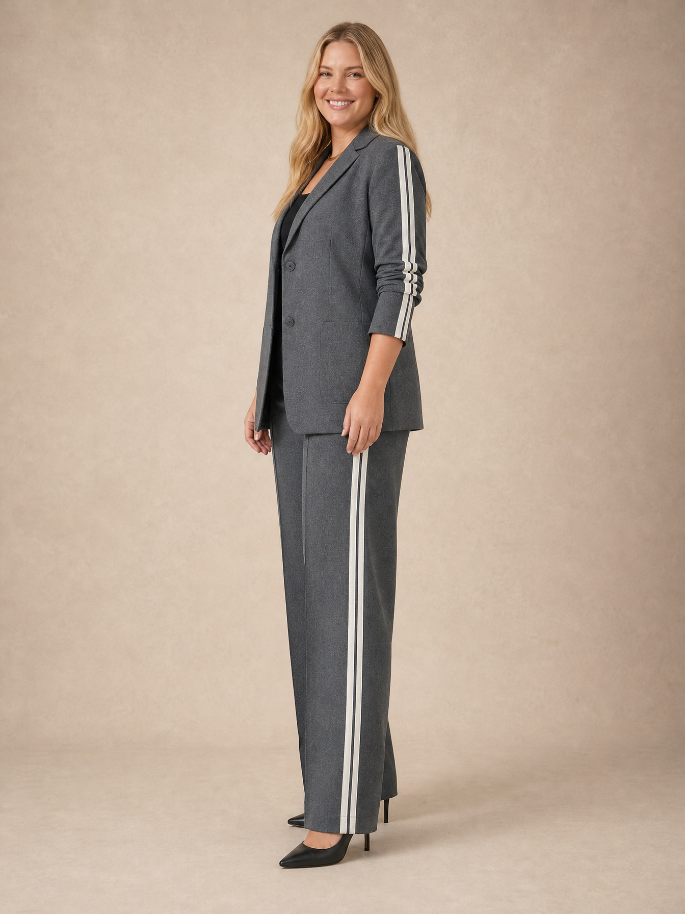 Elaine Side-Stripe Suit Set
