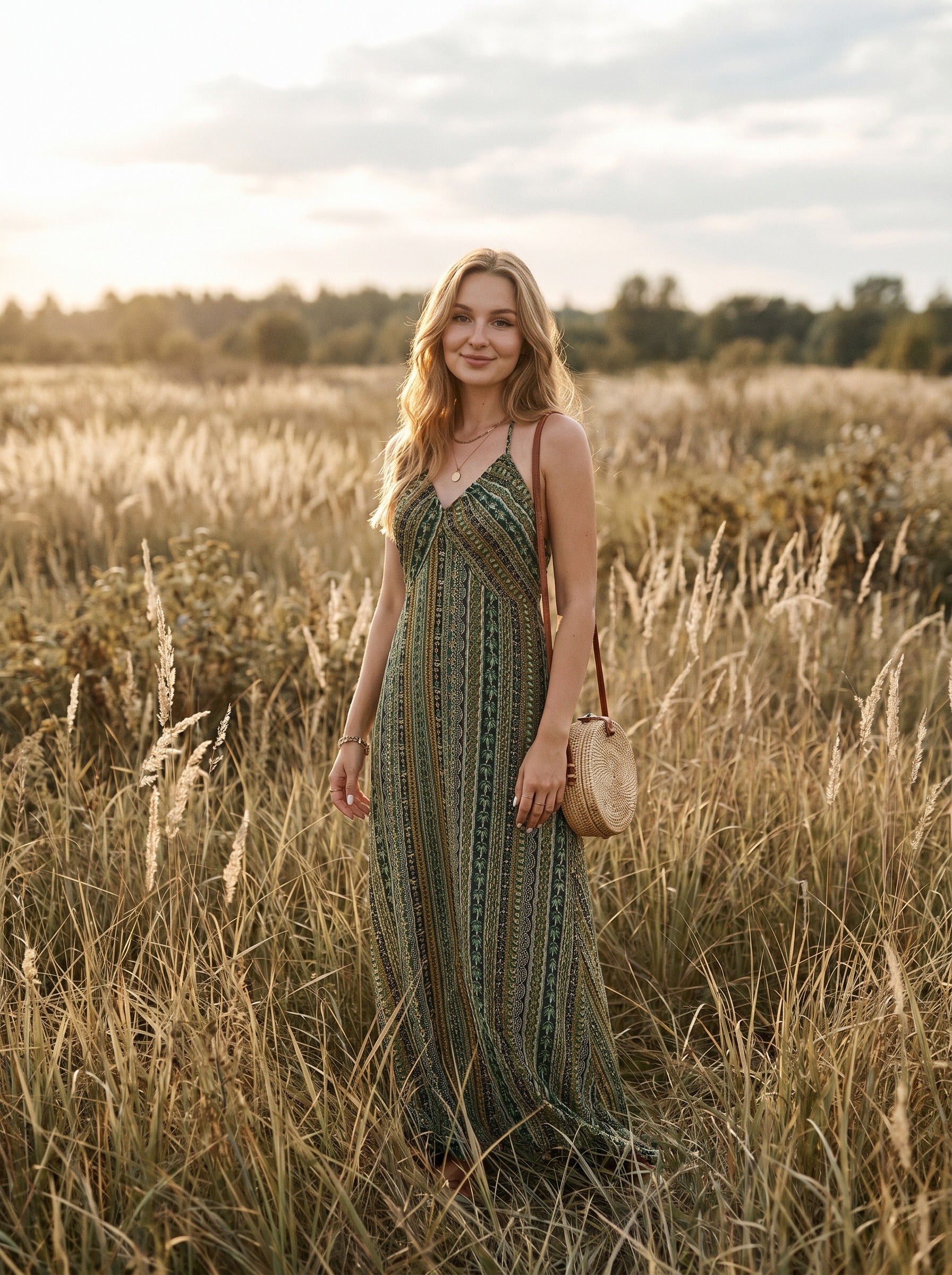 Odette Slip Maxi Dress in Fireside Folk Stripes