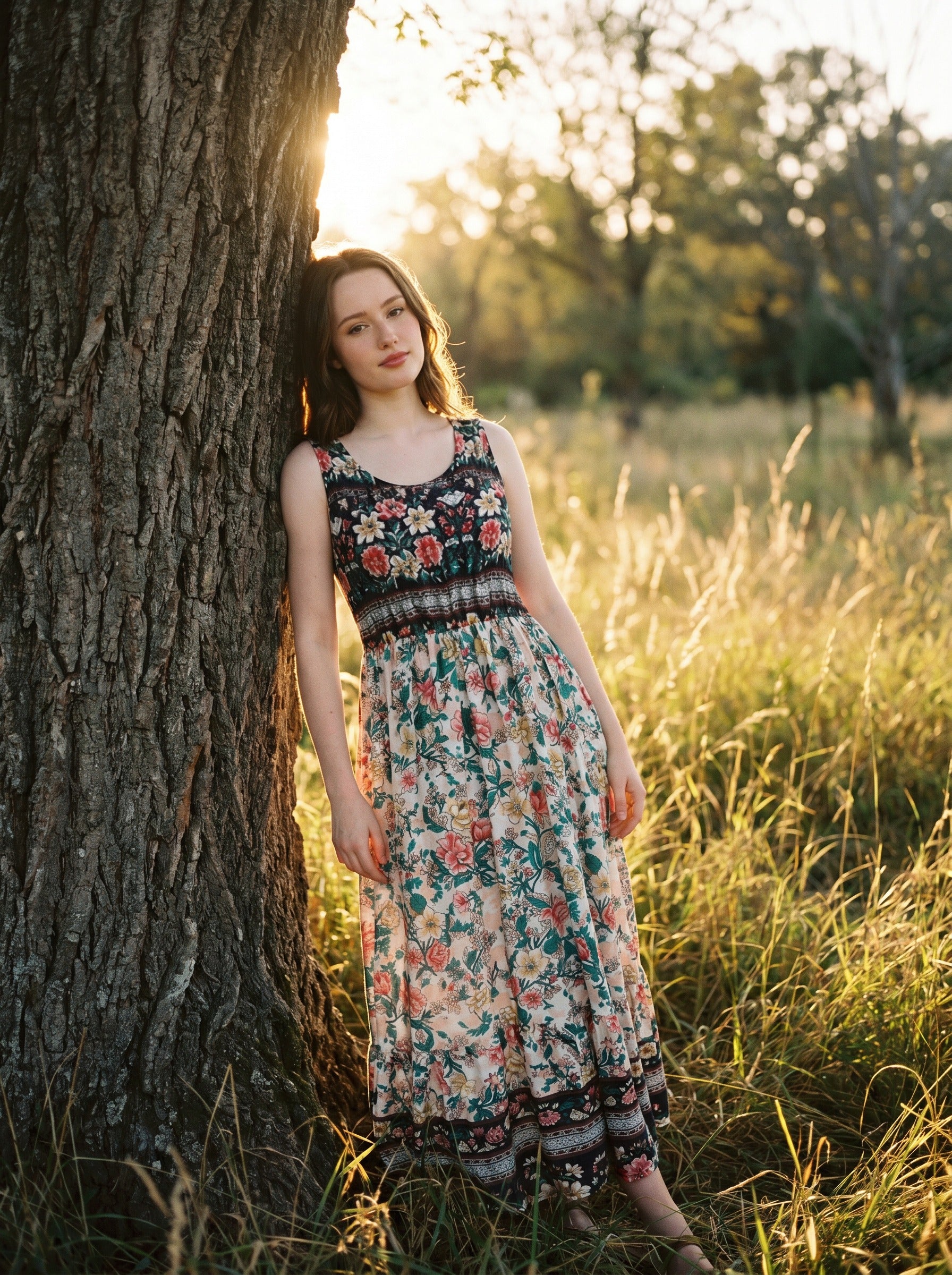 Lorelei Sleeveless Midi Dress in Wildflower Meadow