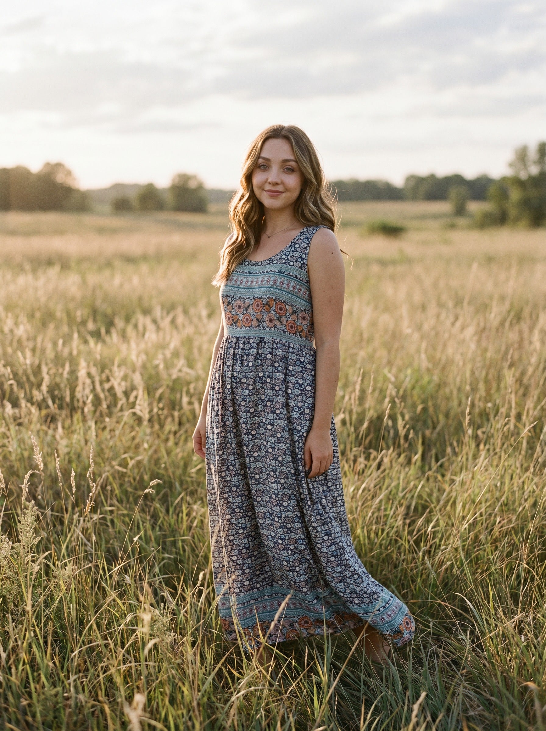 Lorelei Sleeveless Midi Dress in Prairie Sky Blue