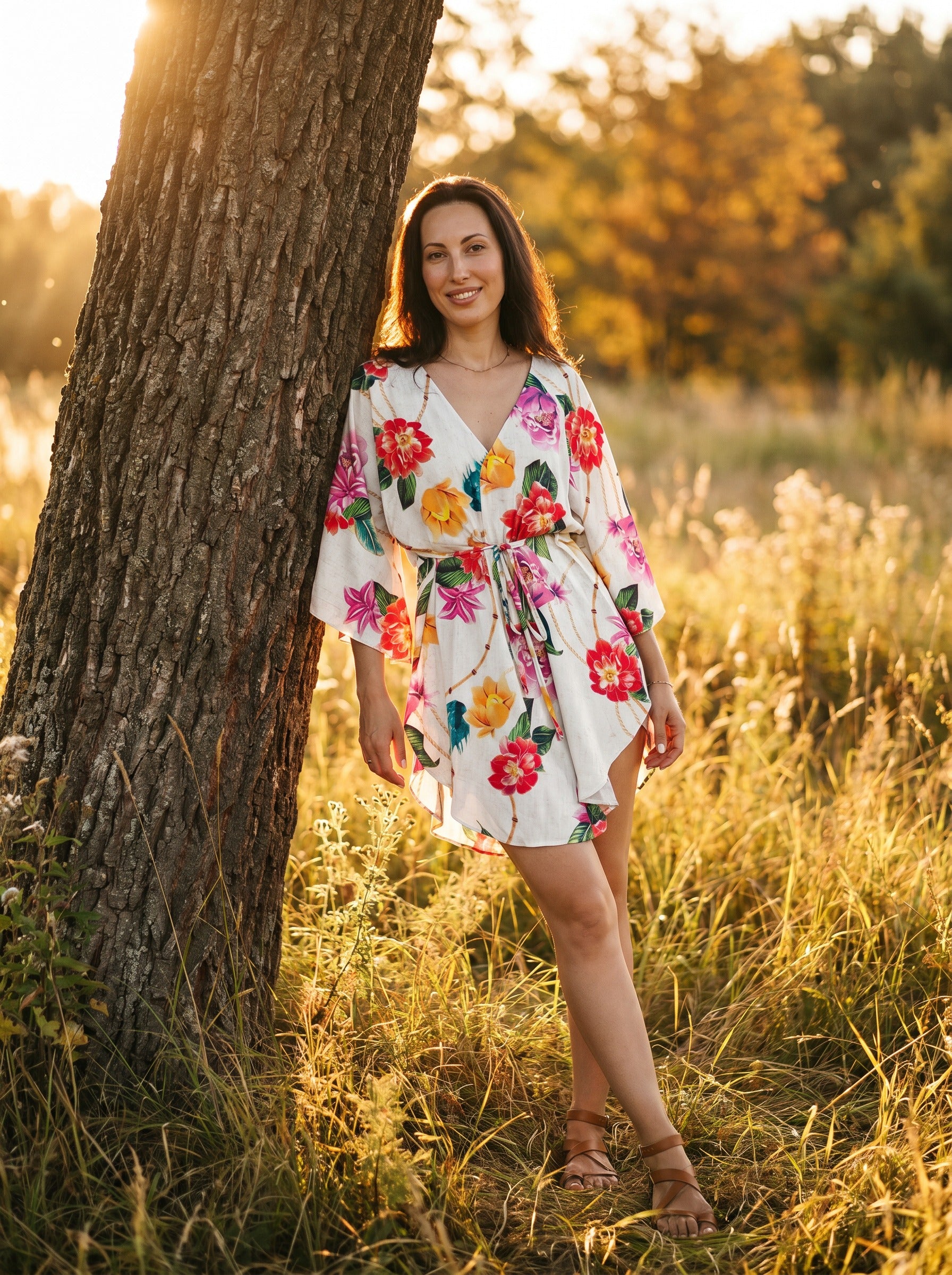 Genevieve Flutter Sleeve Mini Dress in Garden Bouquet