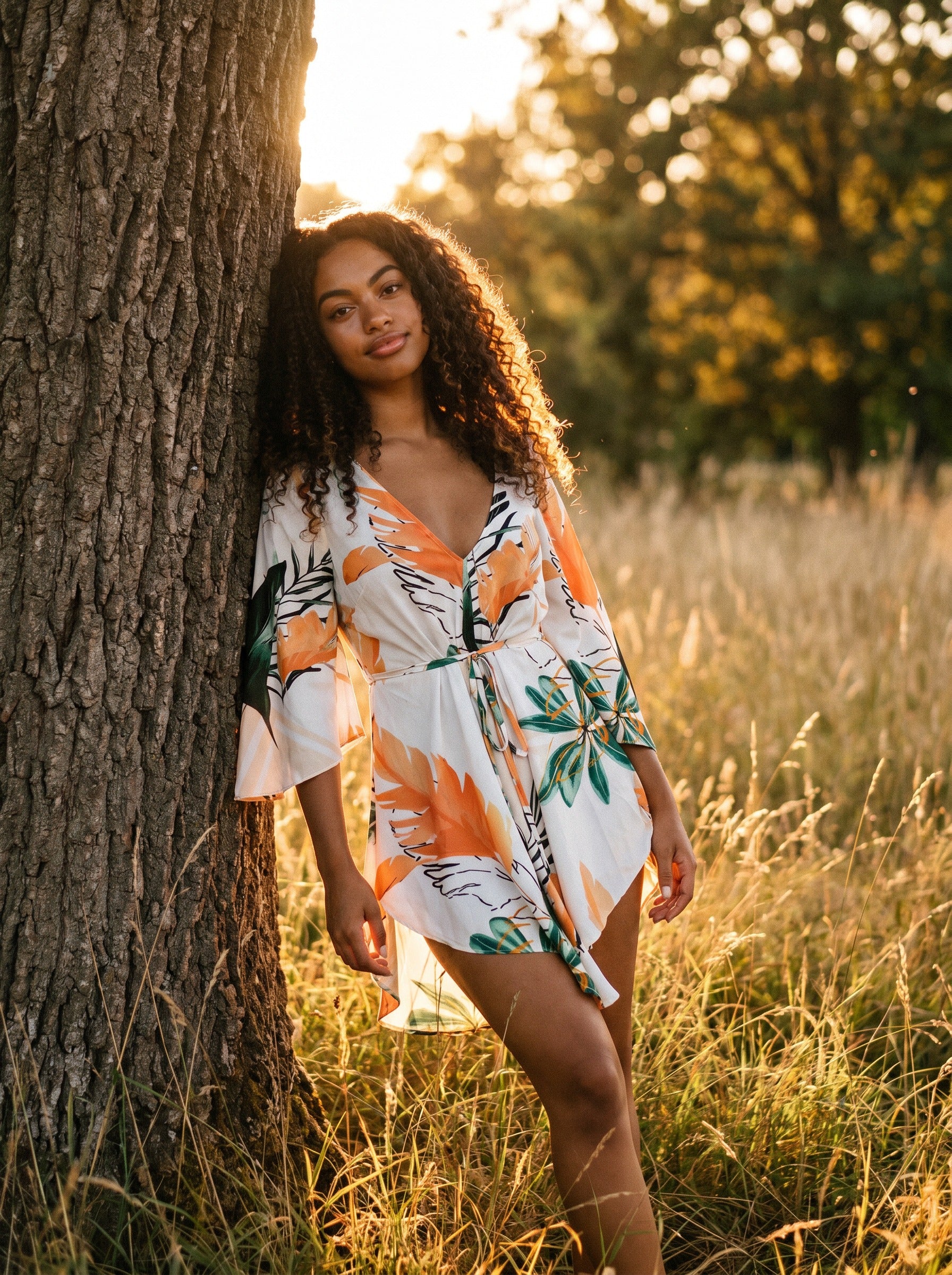 Genevieve Flutter Sleeve Mini Dress in Painted Plume
