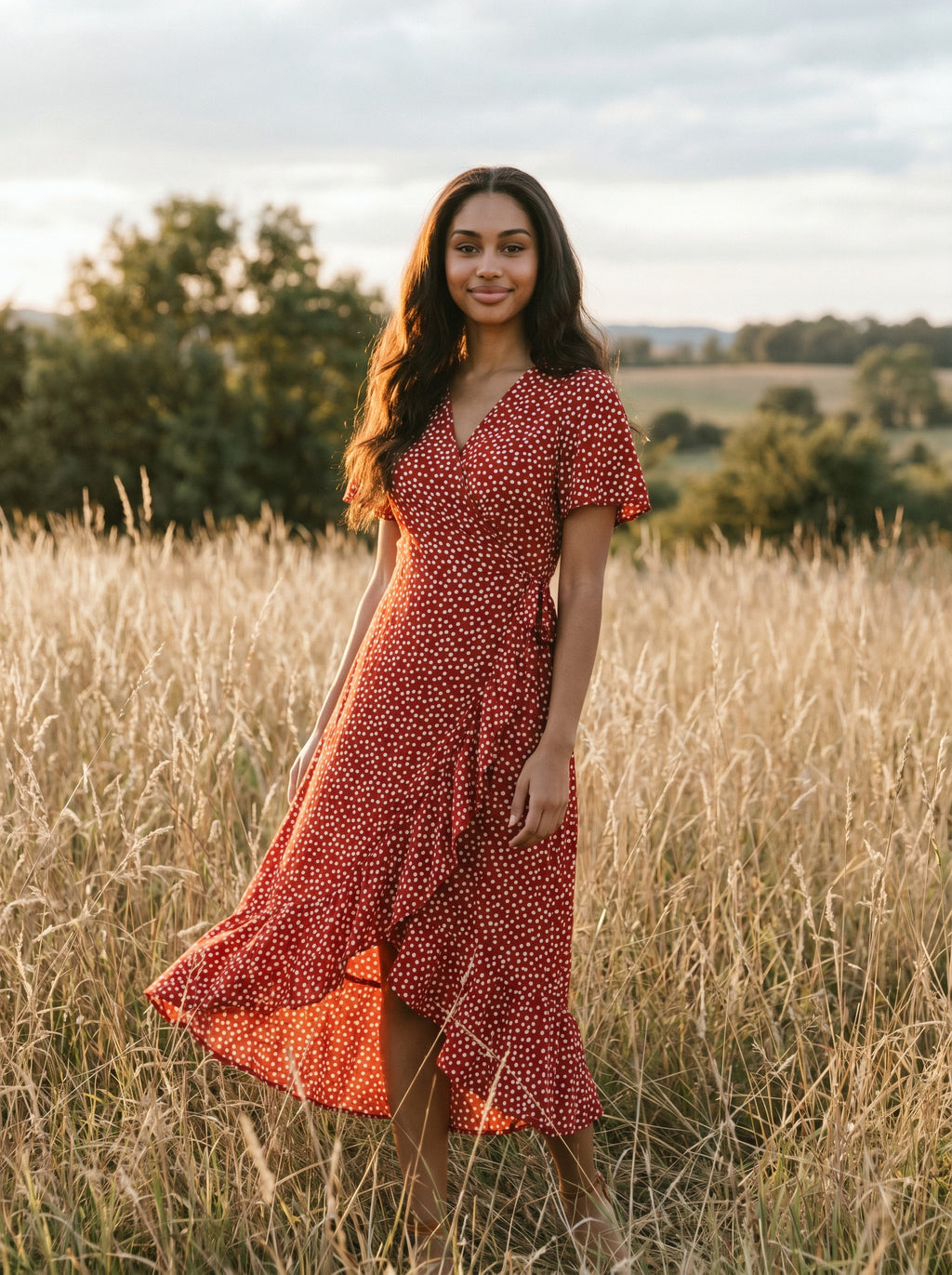 Isadora Wrap Maxi Dress in Strawberry Fields
