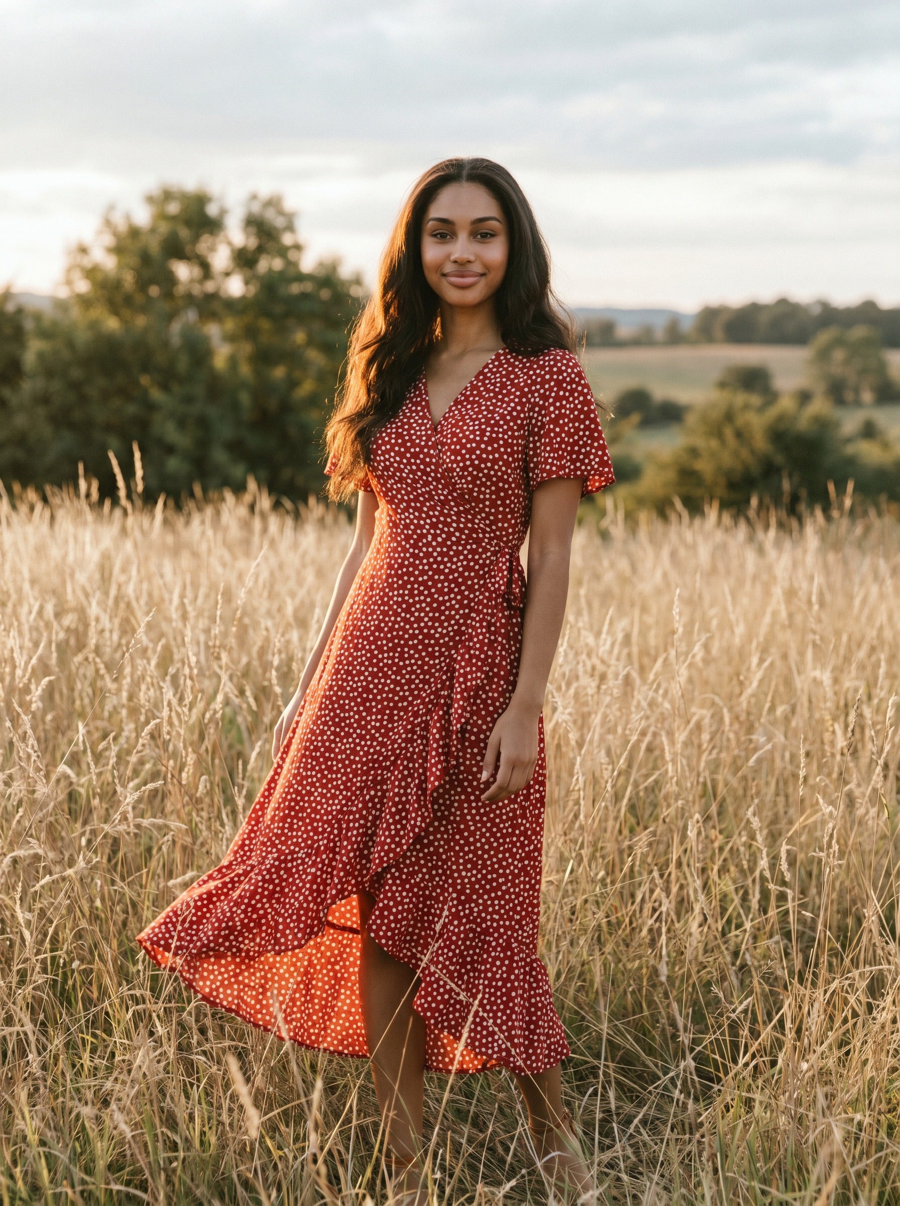 Isadora Wrap Maxi Dress in Strawberry Fields