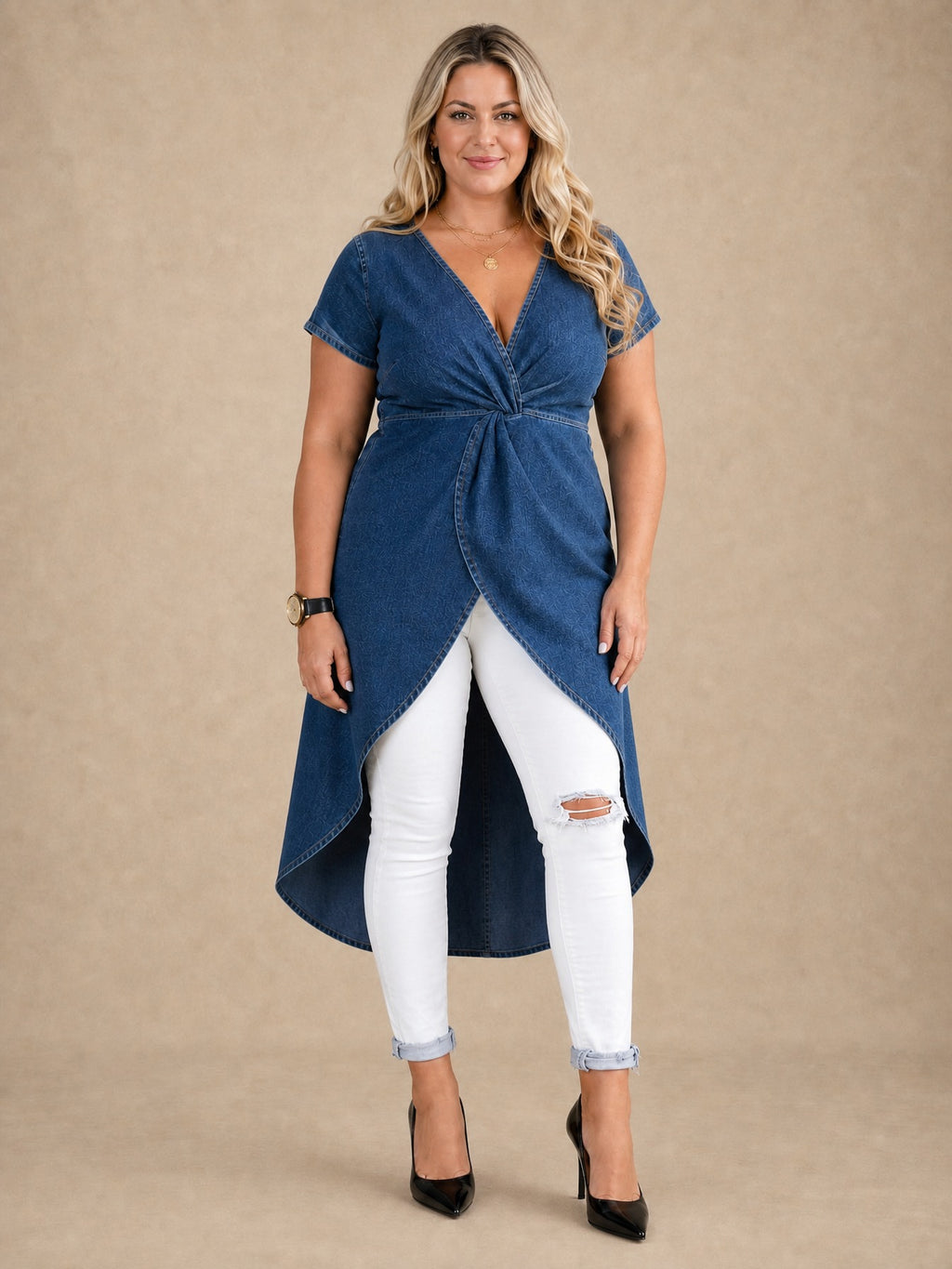 Jessica Wrap Denim Tunic