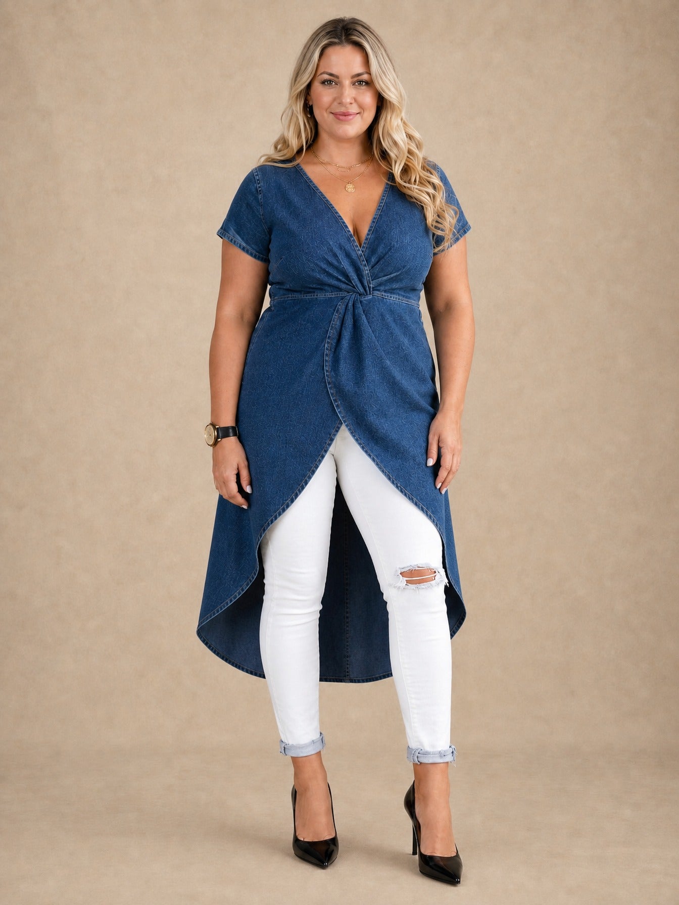 Jessica Wrap Denim Tunic