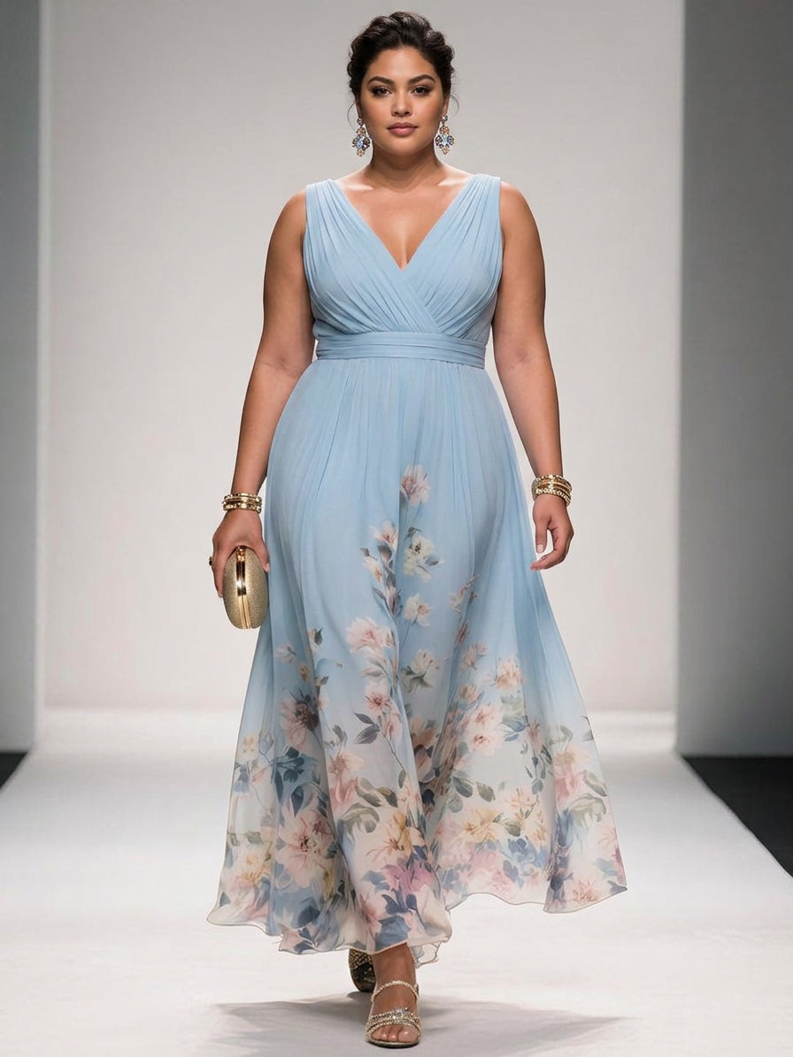 Rose Chiffon Maxi Dress