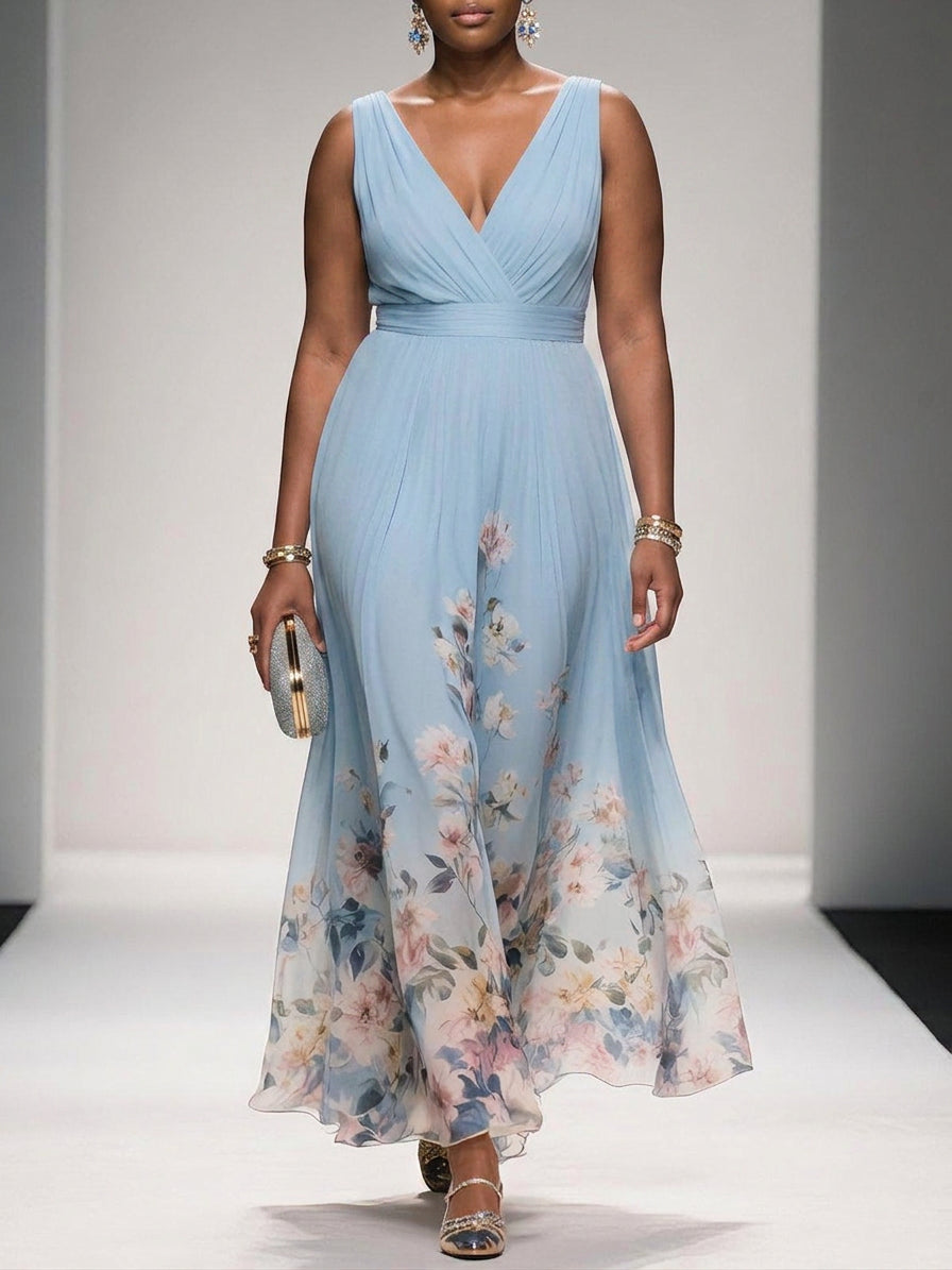 Rose Chiffon Maxi Dress