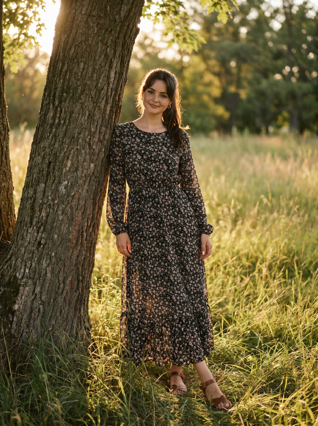 Juniper Tiered Maxi Dress in Prairie Ditsy Florals
