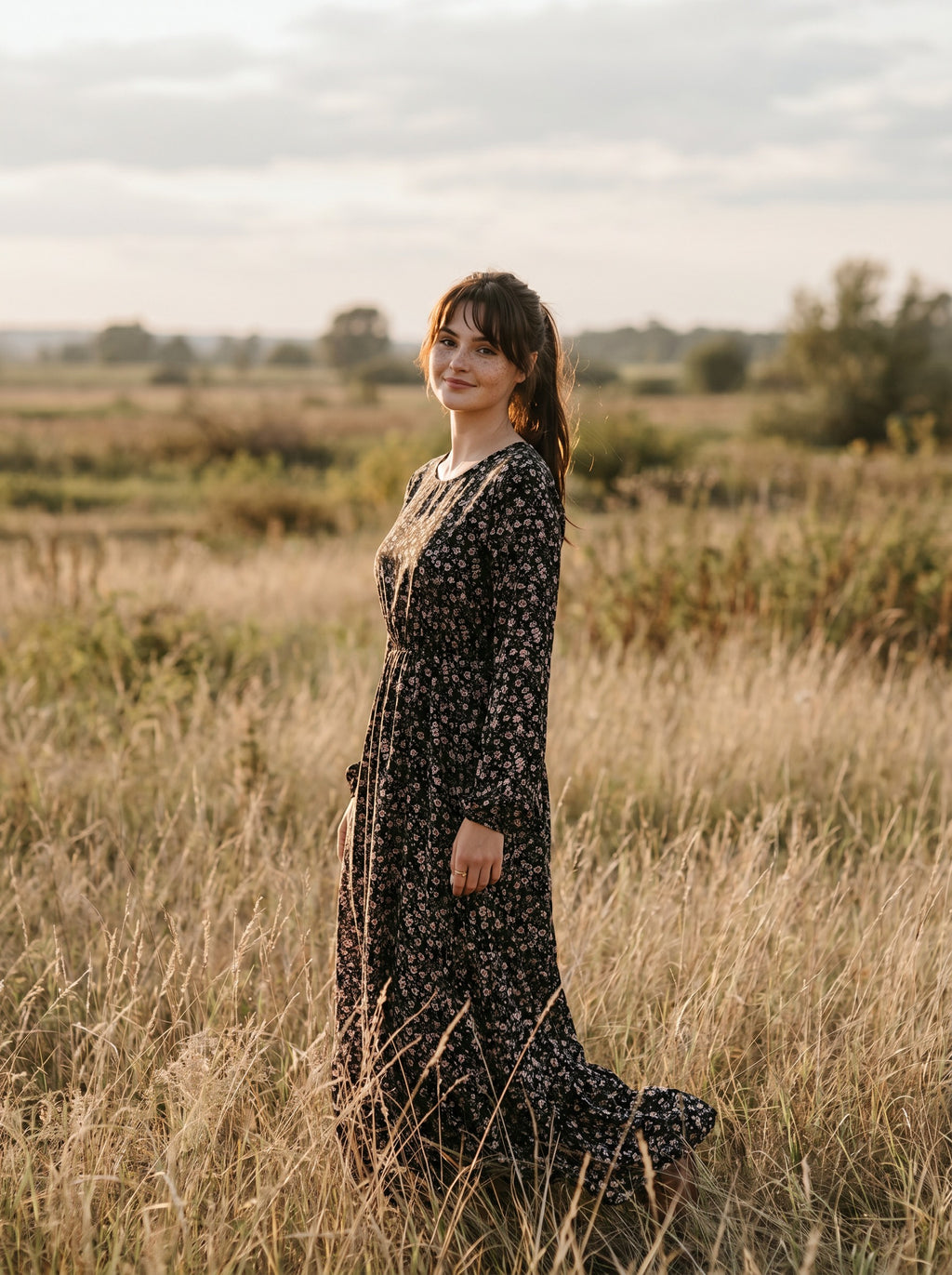 Juniper Tiered Maxi Dress in Prairie Ditsy Florals
