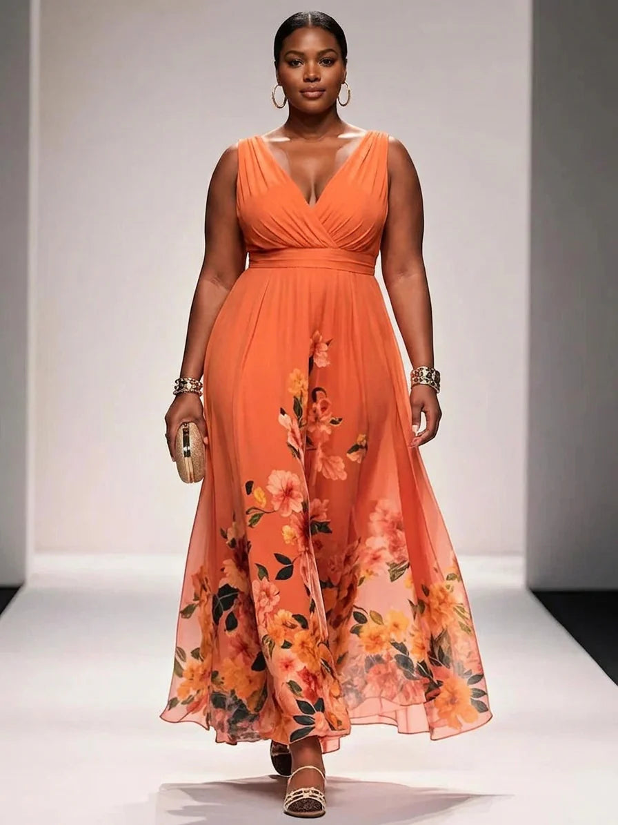 Rose Chiffon Maxi Dress