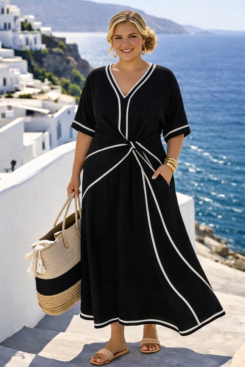 Athena Draped V-Neck Dress