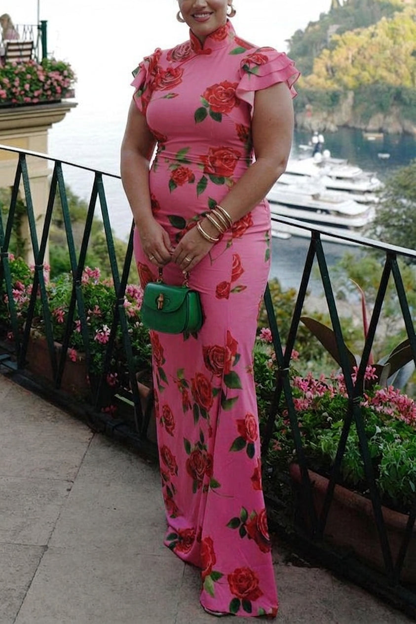 Timotea Rose Print Maxi Dress