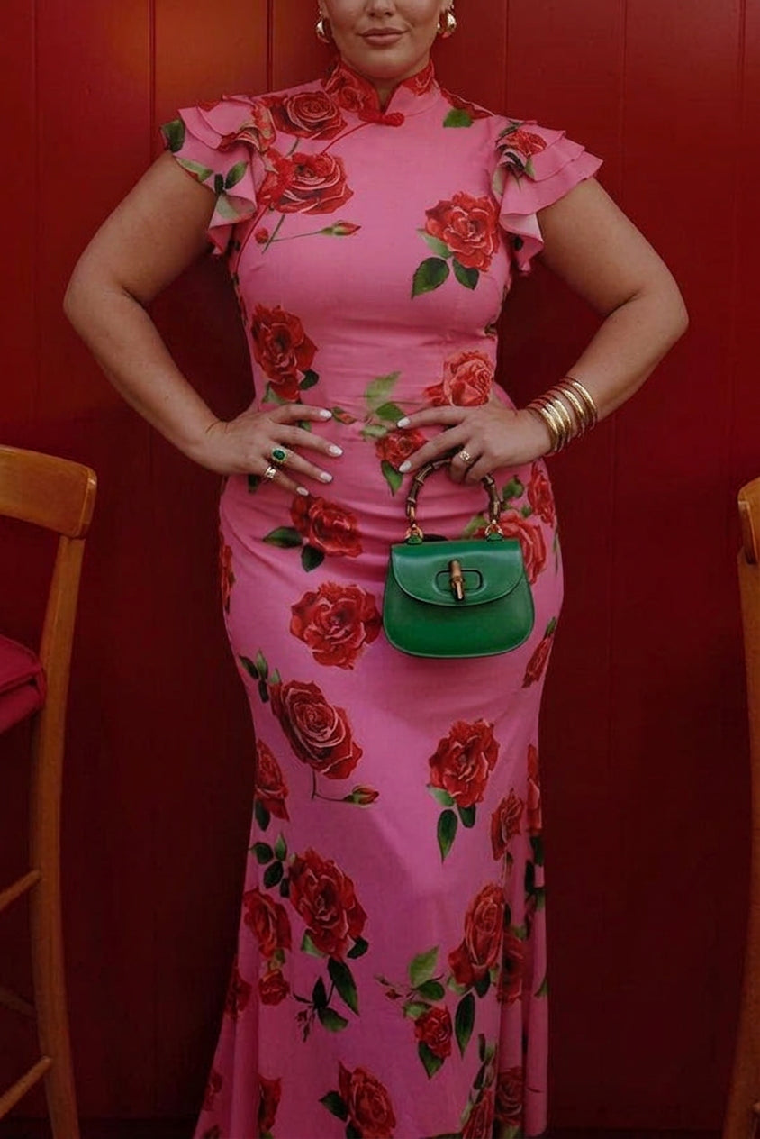 Timotea Rose Print Maxi Dress