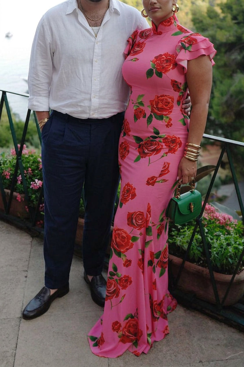 Timotea Rose Print Maxi Dress