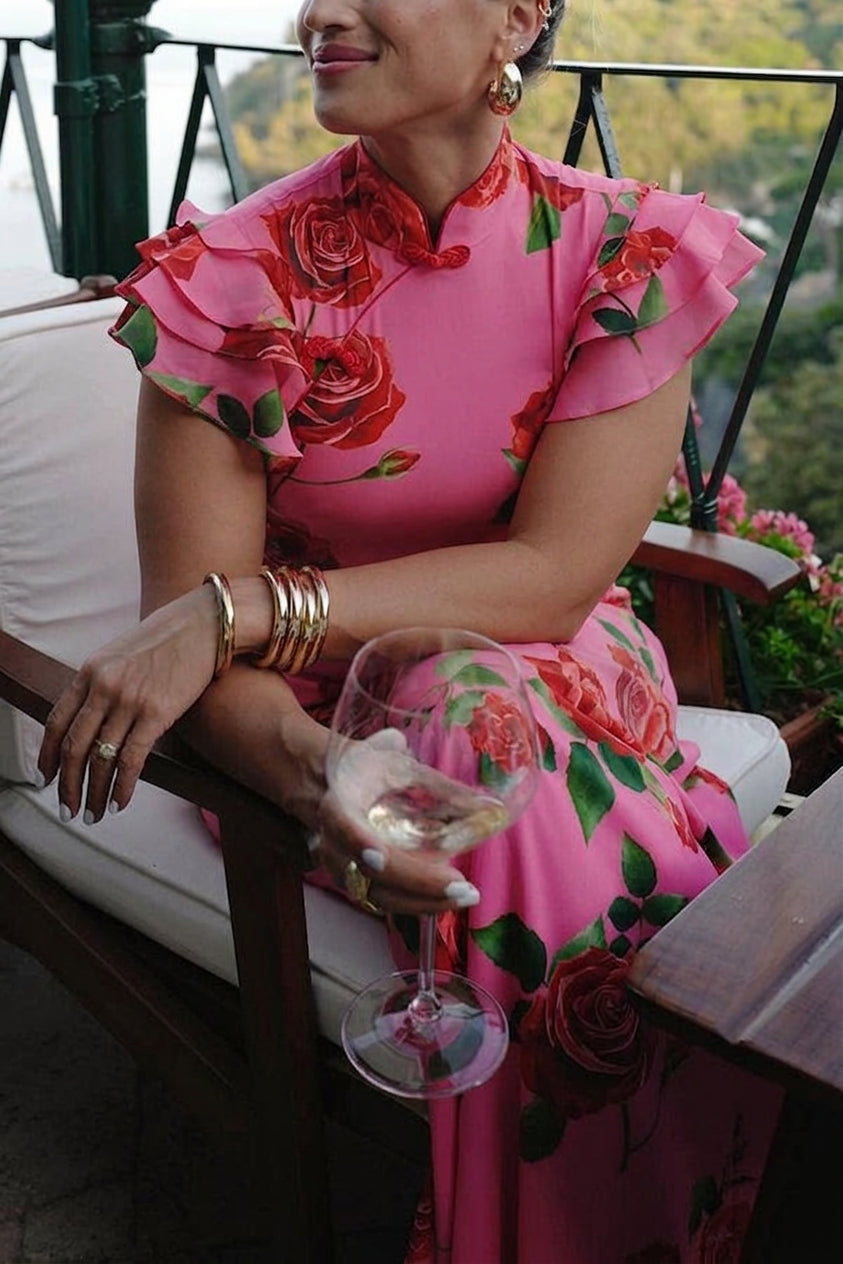 Timotea Rose Print Maxi Dress