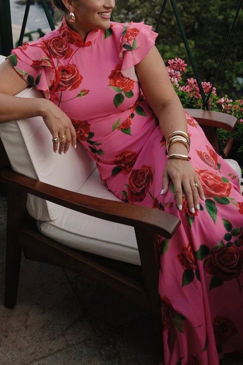 Timotea Rose Print Maxi Dress