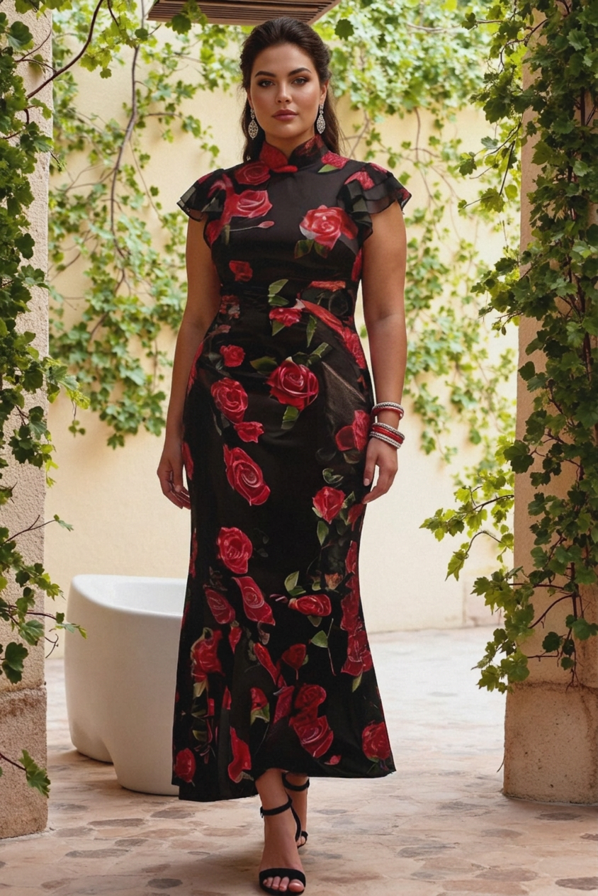 Timotea Rose Print Maxi Dress