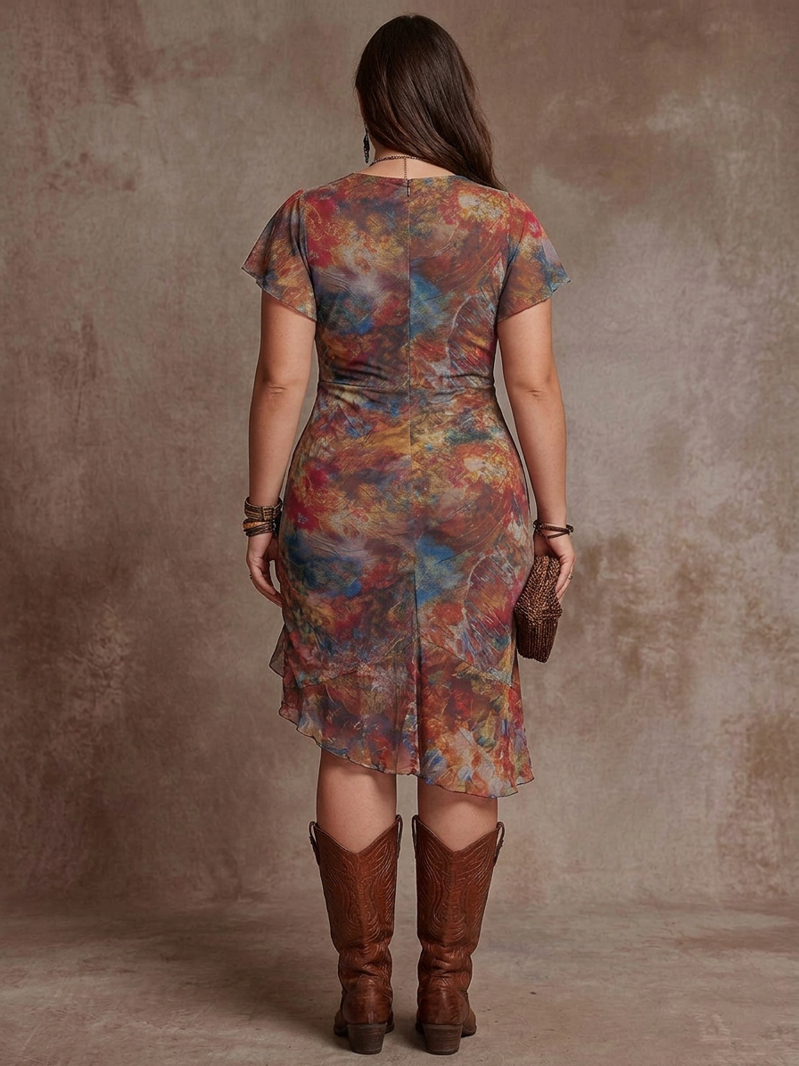 Judy Abstract Midi Dress