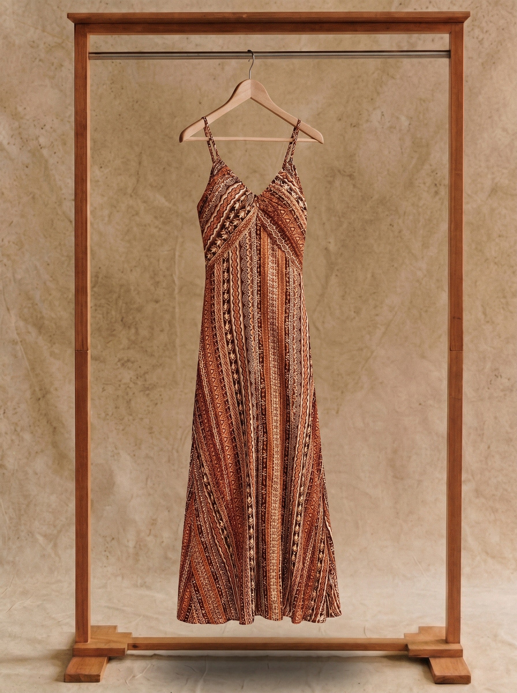 Odette Slip Maxi Dress in Fireside Folk Stripes