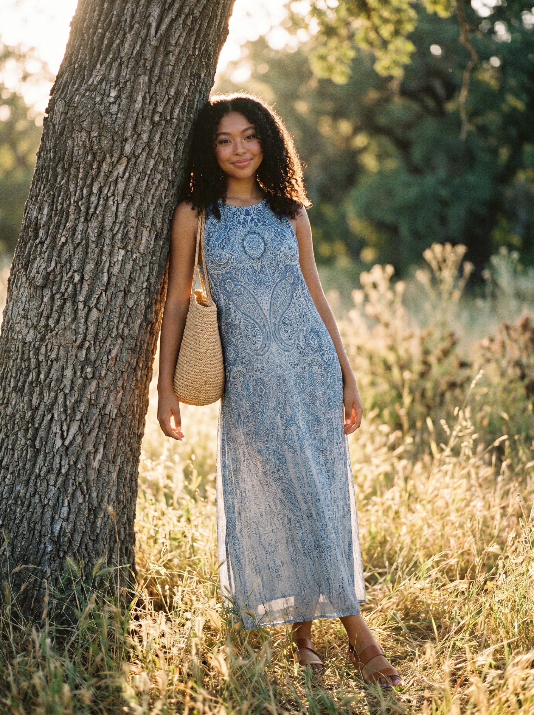 Maren Sleeveless Maxi Dress in Misty Indigo Paisley