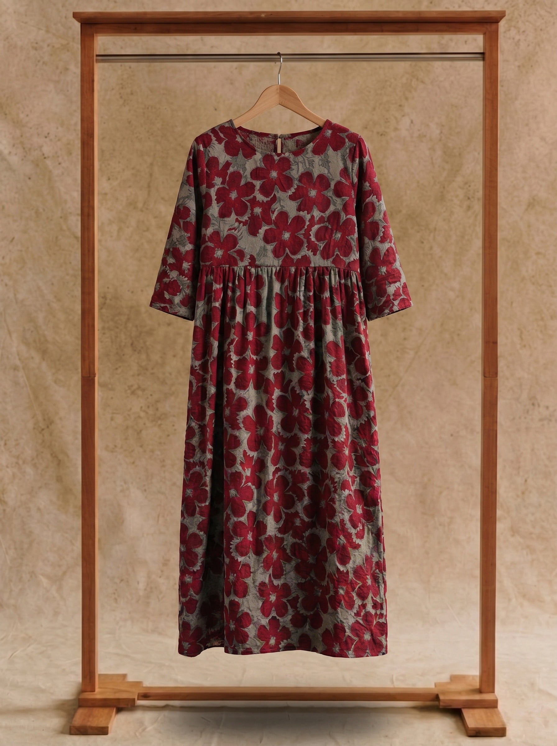 Sylvie Gathered Maxi Dress in Pressed Blossom Tapestry