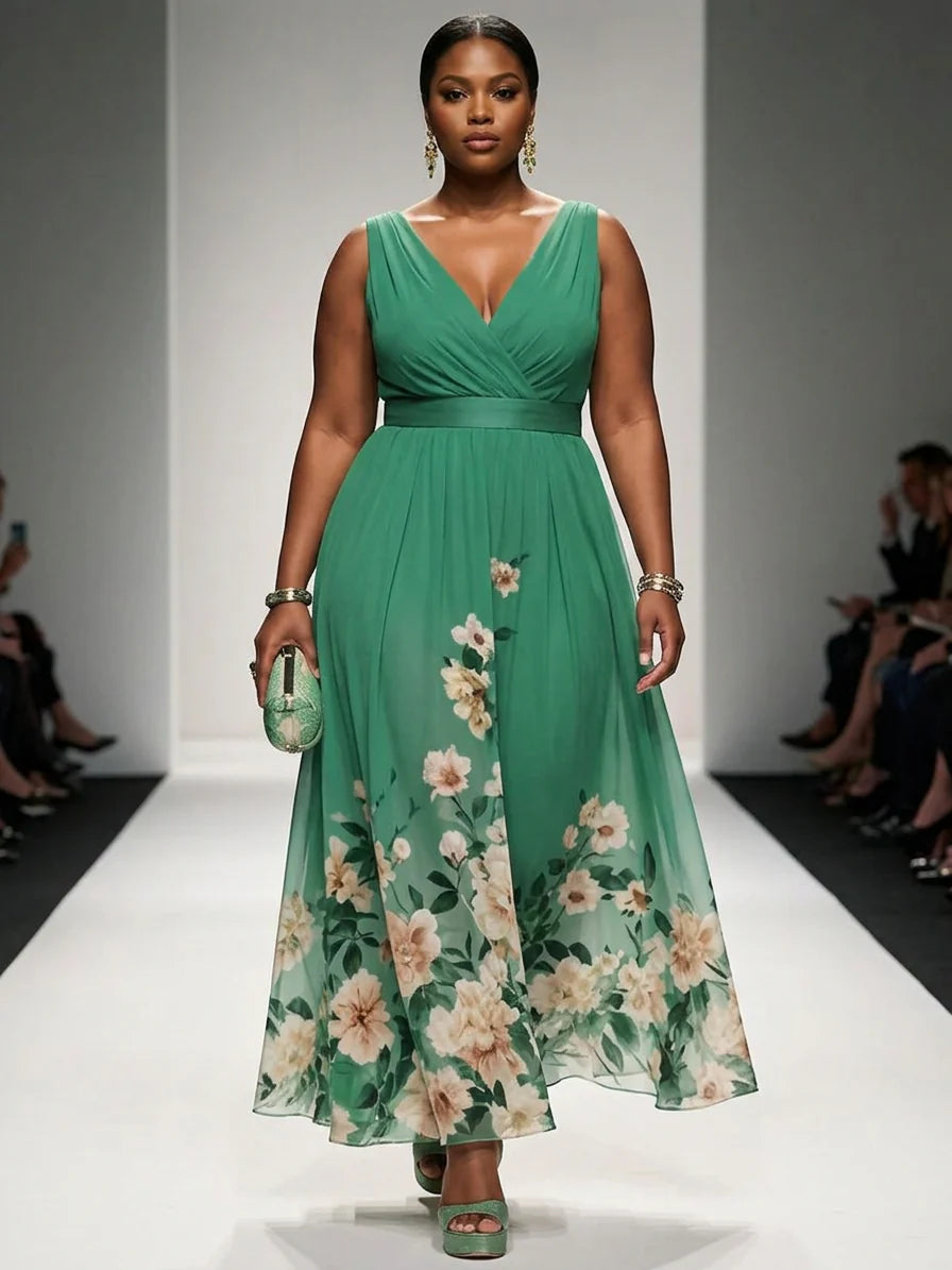 Rose Chiffon Maxi Dress