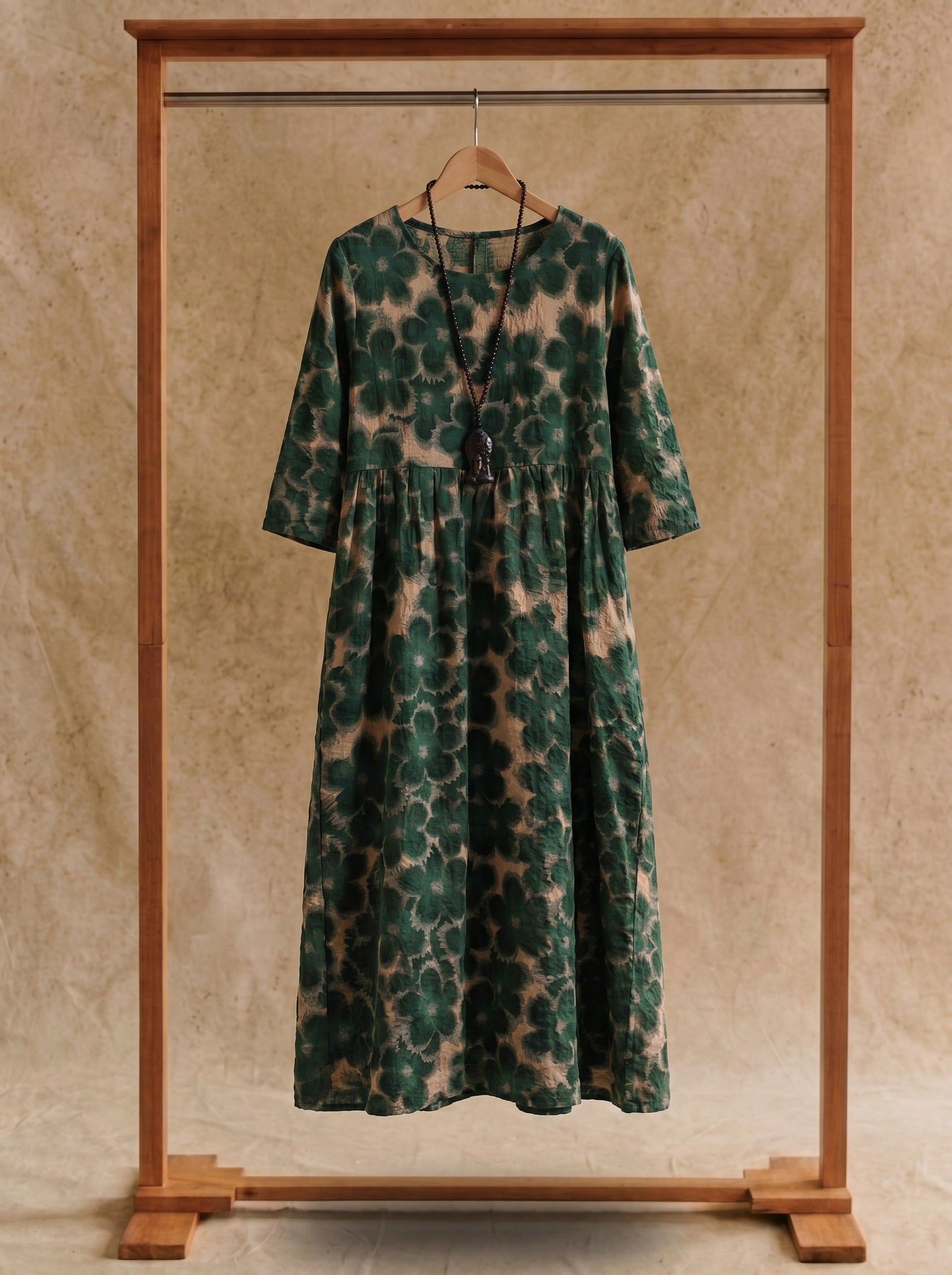 Sylvie Gathered Maxi Dress in Pressed Blossom Tapestry