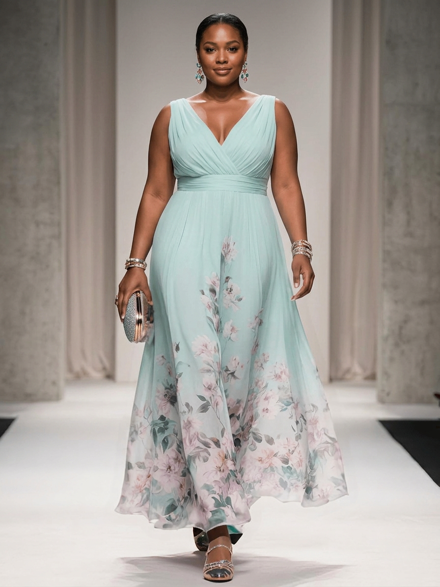 Rose Chiffon Maxi Dress