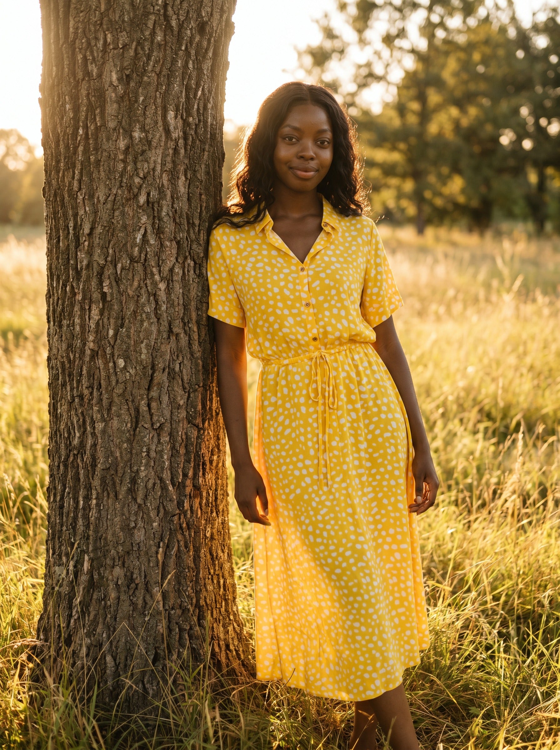 Rosalie Collared Midi Dress in Dappled Meadow