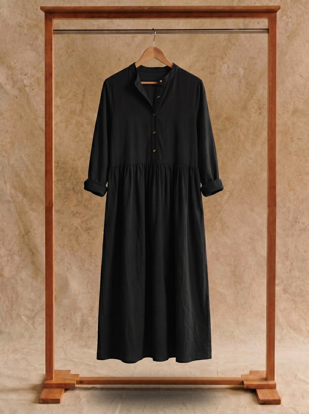 Marigold Button-Front Maxi Dress in Cottage Solids