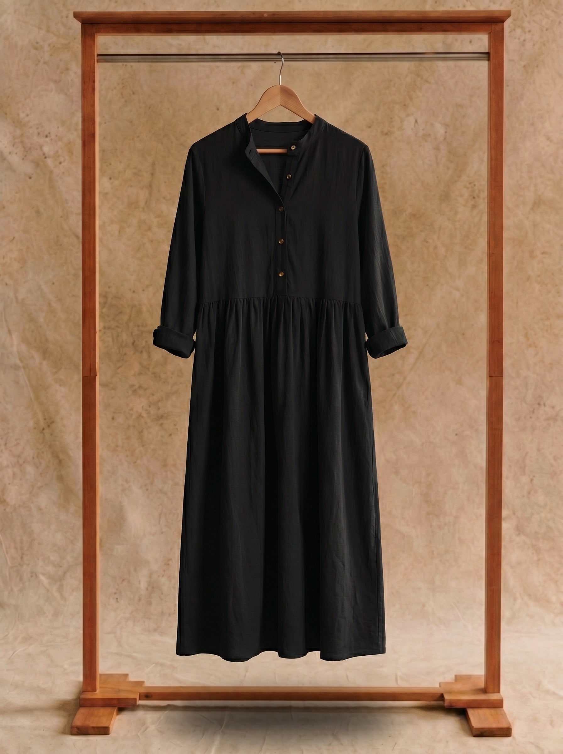 Marigold Button-Front Maxi Dress in Cottage Solids