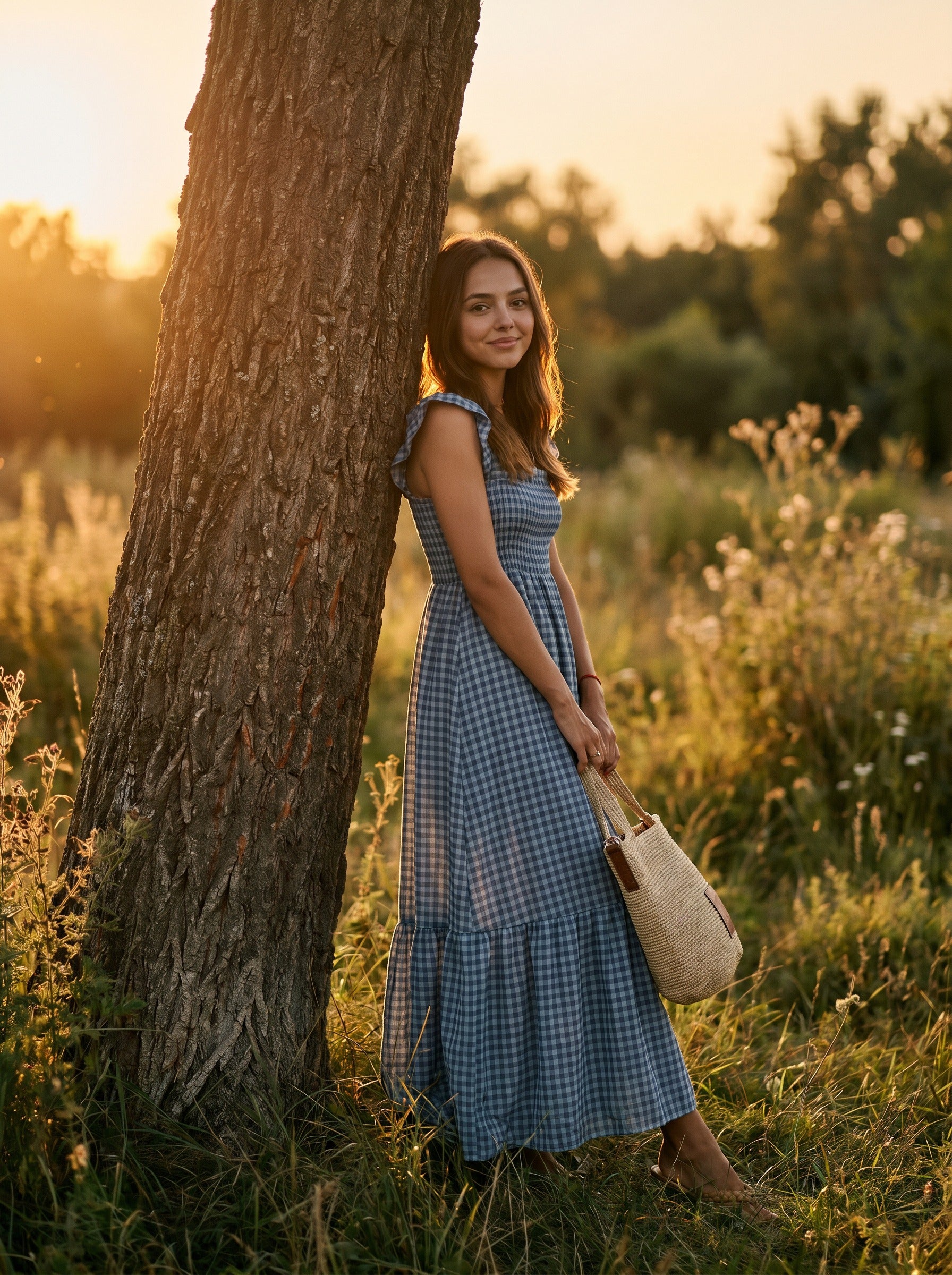 Elodie Smocked Tiered Maxi Dress in Picnic Gingham
