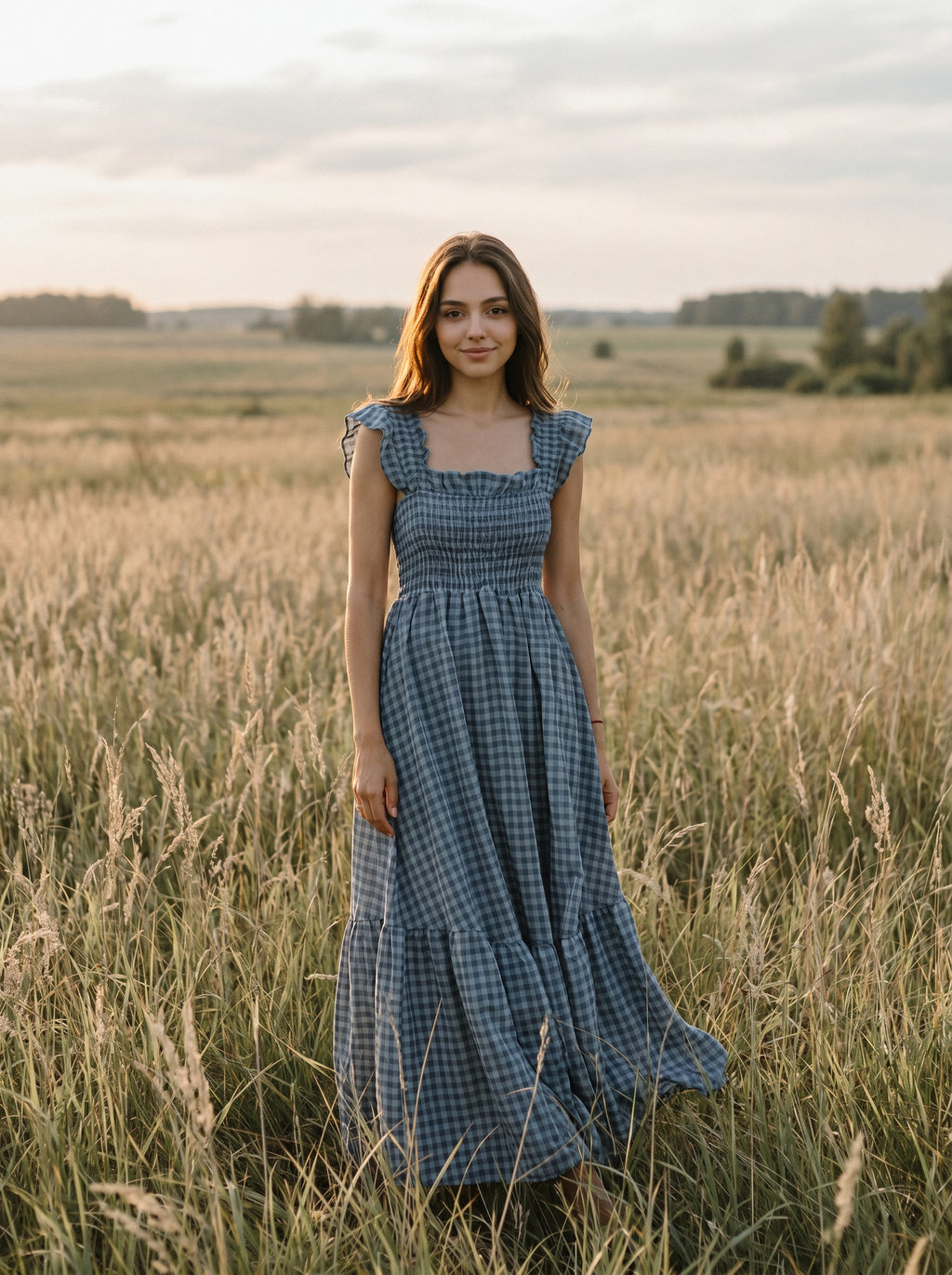 Elodie Smocked Tiered Maxi Dress in Picnic Gingham
