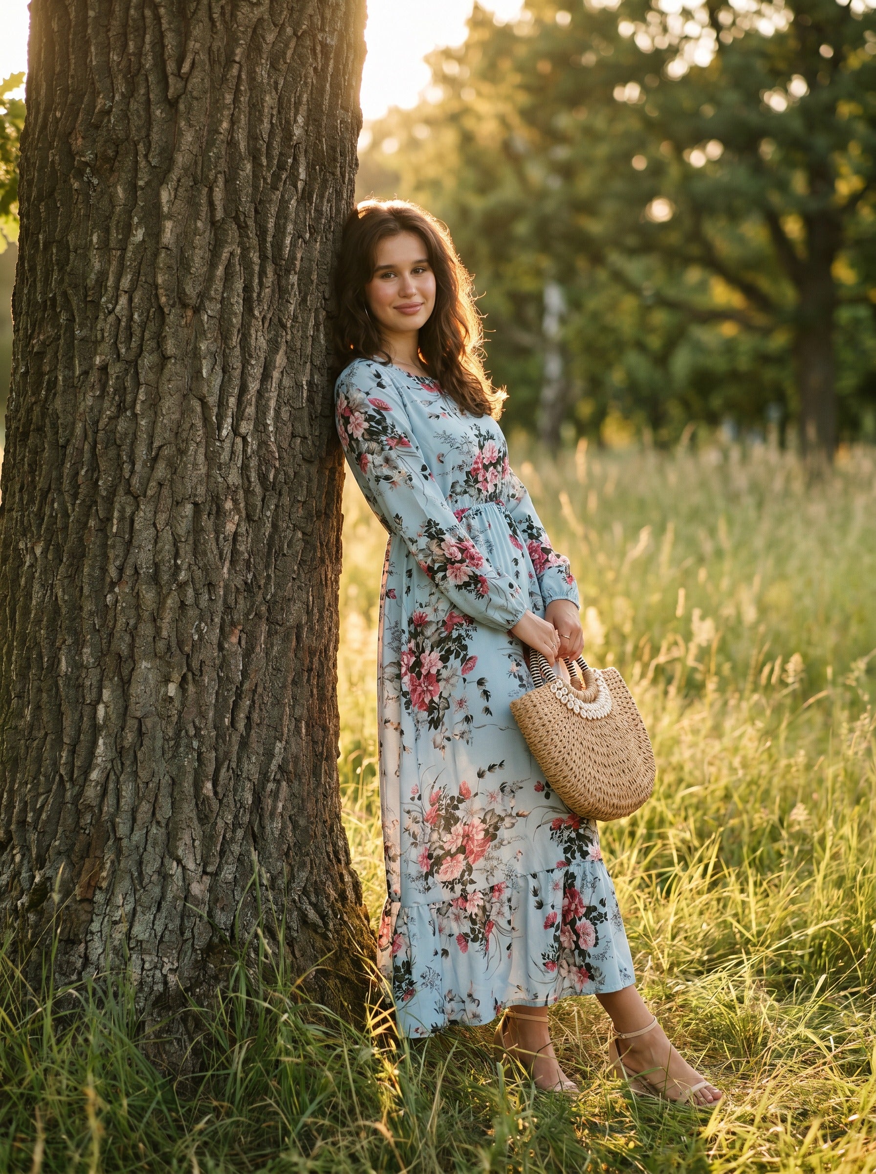 Juniper Tiered Maxi Dress in Cottage Rose Bouquets